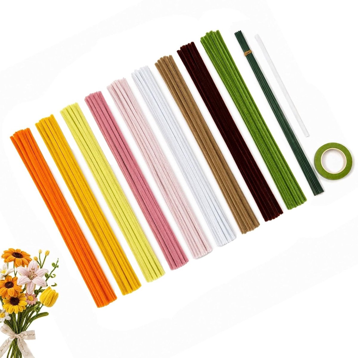 Set van 9 Kleurrijke Pijpenragers voor Creatieve Projecten, DIY Bloemen en Decoraties, Ideaal voor Knutselen en Handwerk