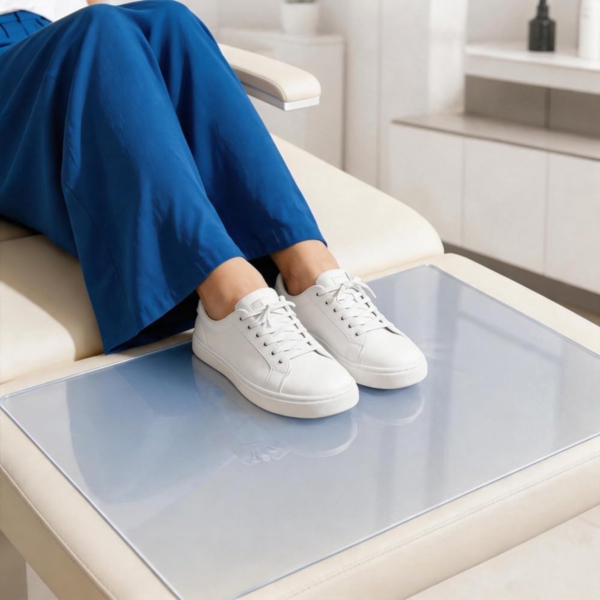 Hygiënische voetsteun voor massage en cosmetica, 60 x 40 cm, transparante pvc-beschermmat, krasbestendig, eenvoudig te reinigen, ideaal voor massagebedden, spa en salongebruik
