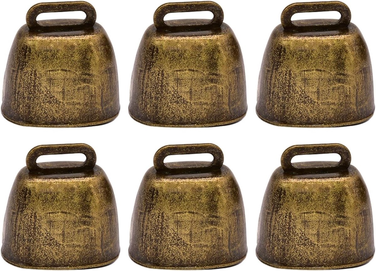 Set van 6 Retro Metalen Koe bellen voor Dieren, Geschikt voor Katten en Honden, Perfect voor Jacht en Tracking
