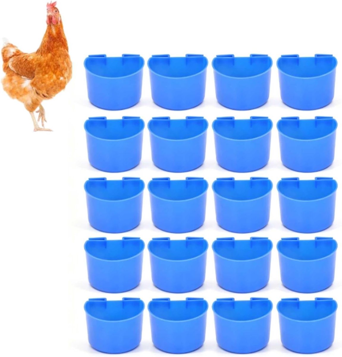 20 Stuks Vogelvoederbakken voor Kippen en Vogels - Opknoping, Water- en Voerkom Set voor Vogelkooien