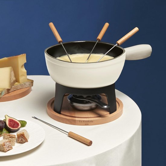 Fondue Set - Kaas Chocola - Gezellig Tafelen - Gietijzeren Pan - Voor 6 Personen - Natuurlijk — afbeelding 4