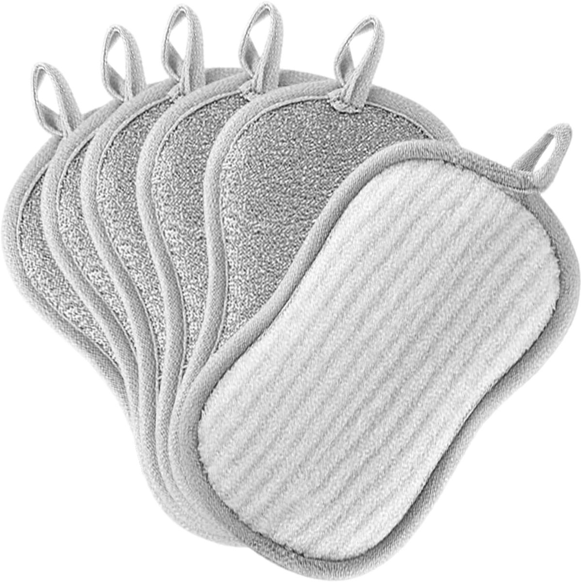 6 Herbruikbare Schoonmaak Sponzen voor de Keuken, Microvezel met 2 Krachtige Zijden voor Grondige Reiniging van Vuil en Haar, 10 x 8 cm