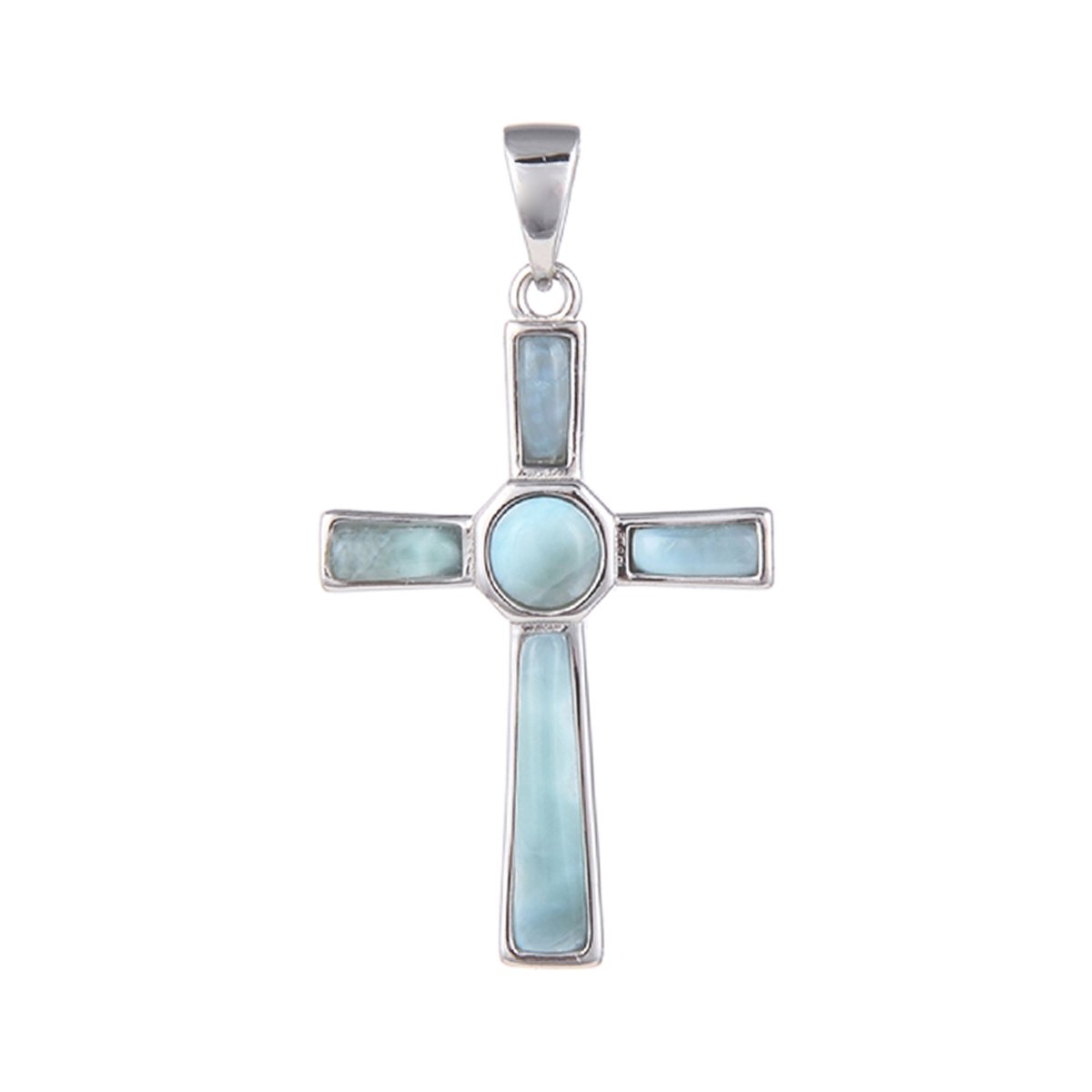 Cavill - Larimar Hanger 2,2 ct - 925 Sterling Zilver - Dominicaanse Larimar Fancy & Ronde Cabochon - Elegant Zilveren Sieraad