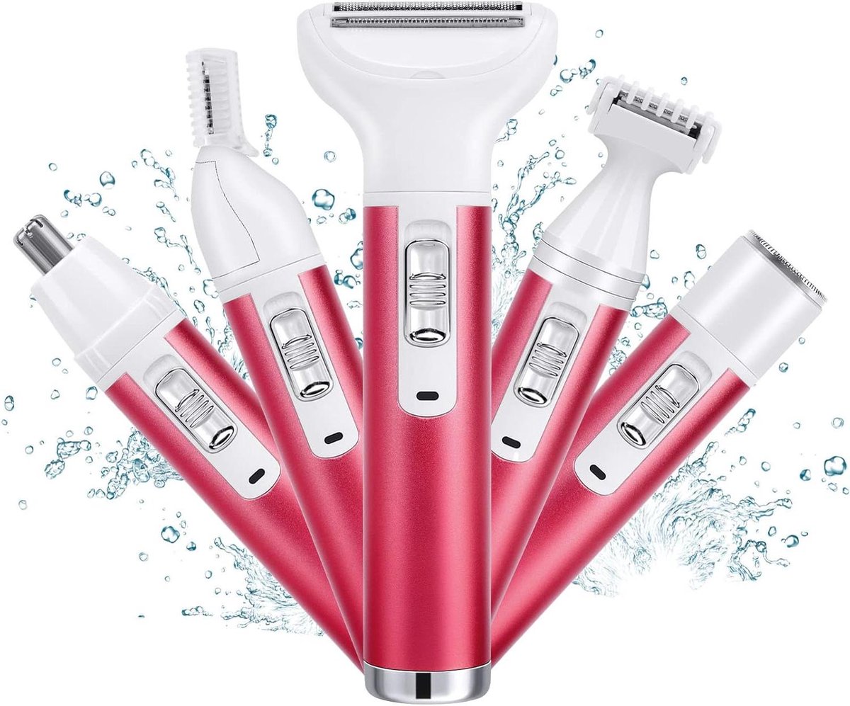 Elektrisch Ladyshave - Dames Scheerapparaat - Gladde Huid - 5-in-1 Multifunctioneel - USB Oplaadbaar - Wit