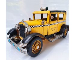 Blikken Taxi oldtimer 46586/2950 - blik decoratie N.Y.C Taxi amerikaanse - metaal - lengte 16 cm - A TIN MODEL OF A TAXI NO. 69