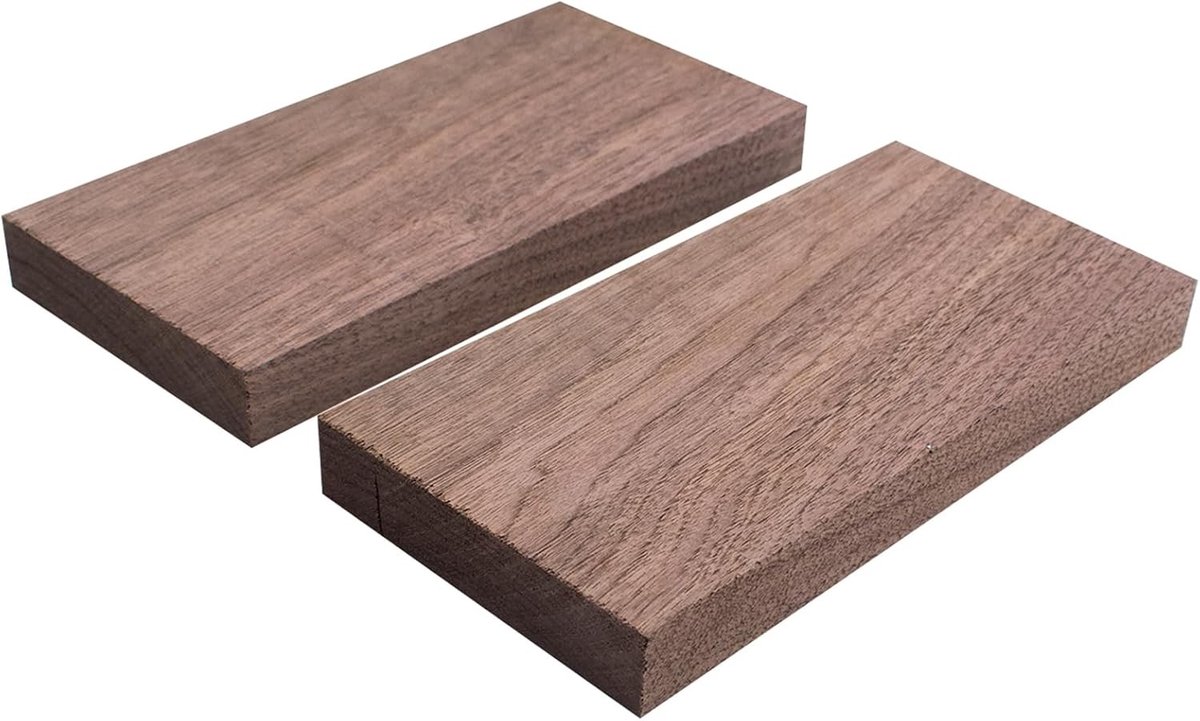 Set van 2 Walnoothouten Platen 200x100x22mm voor Creatieve Projecten, Wandplanken en Houtsnijwerk