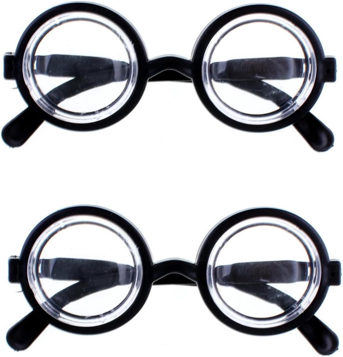 2 Stuks Ronde Zwarte Nerd Bril - Dikke Plastic Grappige Bril voor Halloween en Feestjes, Perfect voor Kostuums en Verkleedpartijen