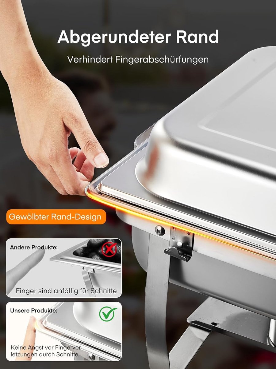 Warmhoudset Buffet - Voedselwarmer Rechaud - Catering Feesten - Grote Capaciteit - 9 Liter - Zilverkleurig