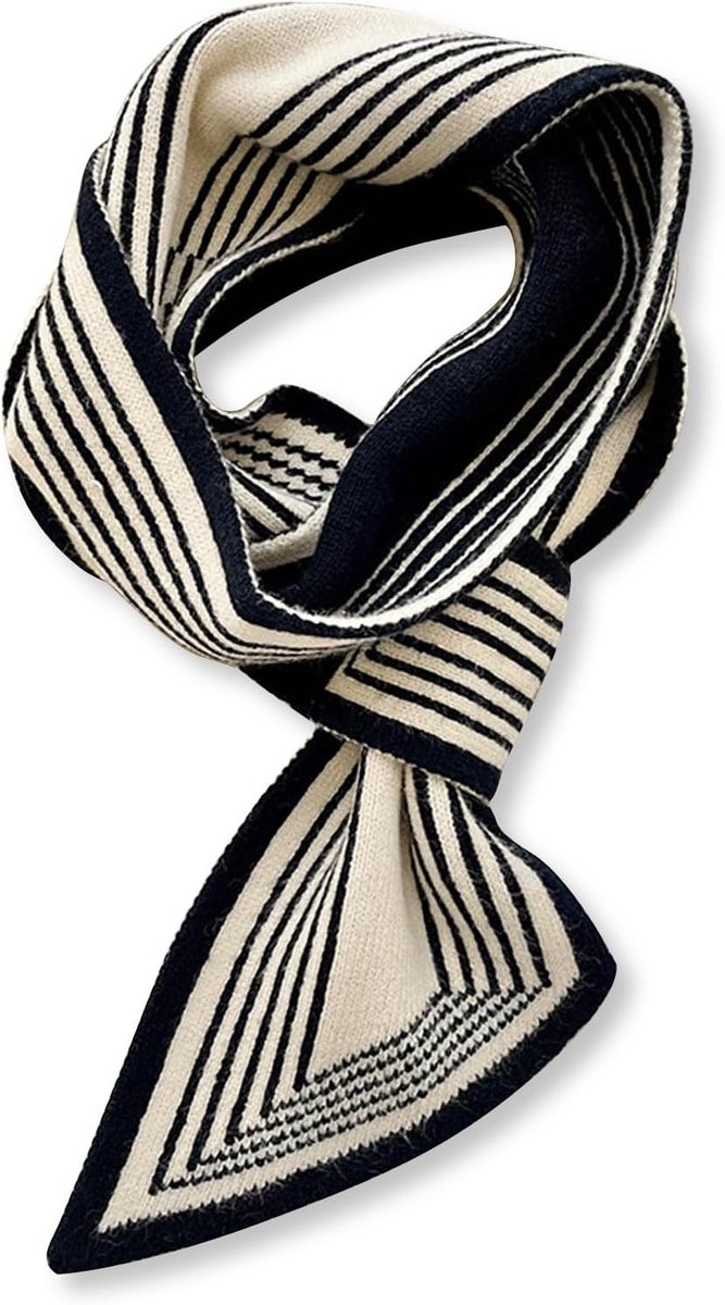 Winterse Skinny Gebreide Sjaal voor Dames met Gemakkelijke Trekdoor, Streep en Houndstooth Dierenprint Neckerchief en Kraag Sjaal