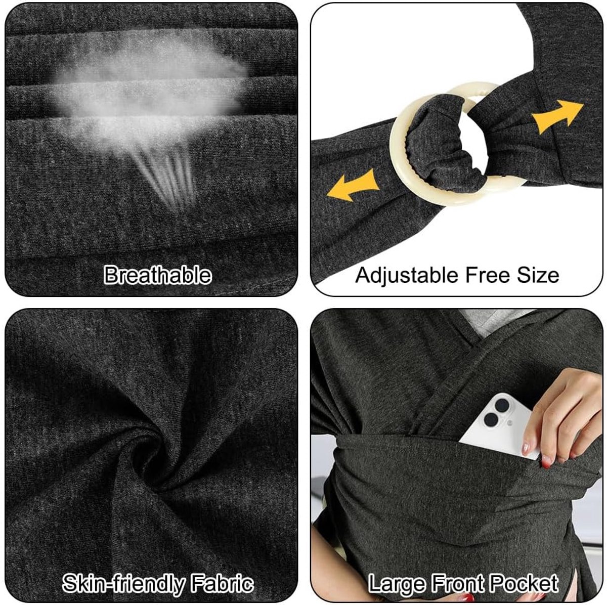 Baby Draagzak - Draagdoek Baby - Baby Dragen - Ergonomisch Ontwerp - Tot 22 kg - Zwart – foto 5