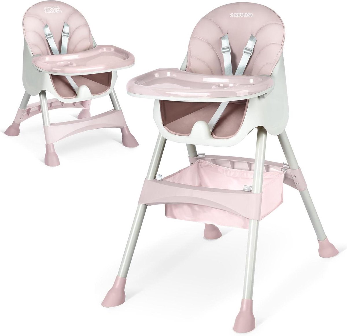 Kinderstoel Baby - Eetstoel Meegroei - Veilig Eten - Inklapbaar Lichtgewicht - Vanaf 6 maanden - Roze
