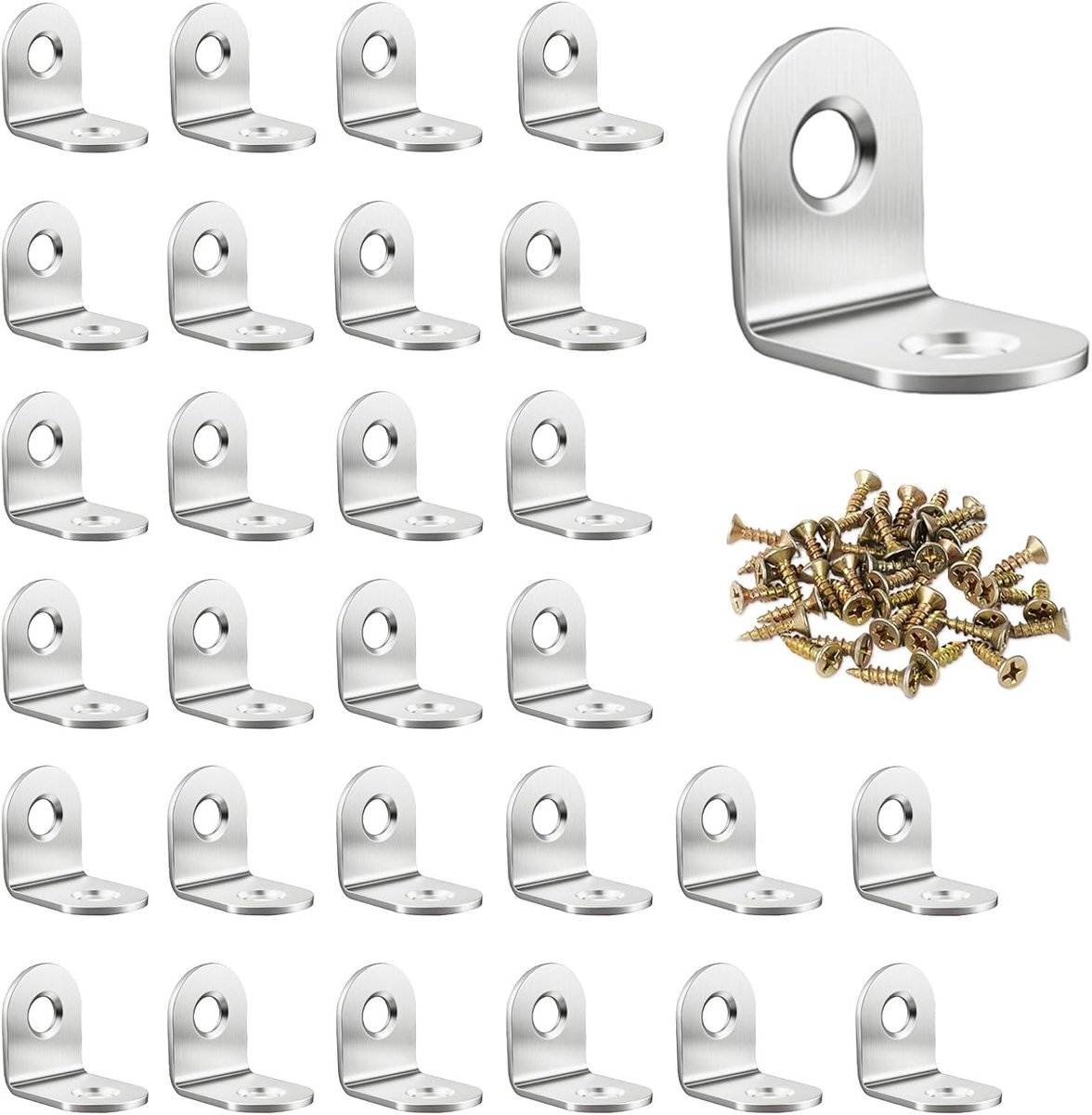 Hoekbeugels 20x20x16mm - RVS L-reparatieconnector - Sterk en duurzaam - Ideaal voor meubelbevestigingen - ShopVlot