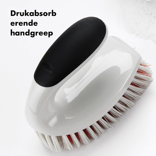 Schrobborstel - Reinigingsborstel - Hardnekkig vuil - Knokkelbescherming - Ergonomisch handvat - Wit — afbeelding 2