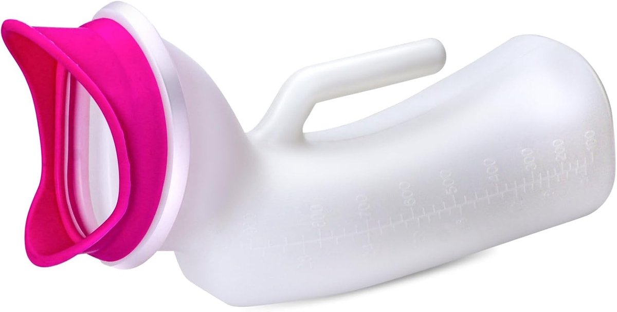 Draagbare urinoirs voor mannen en vrouwen met vrouwelijke urinaalaansluiting - 1000ml plastic toiletoplossing voor reizen, auto en ziekenhuizen, ideaal voor ouderen