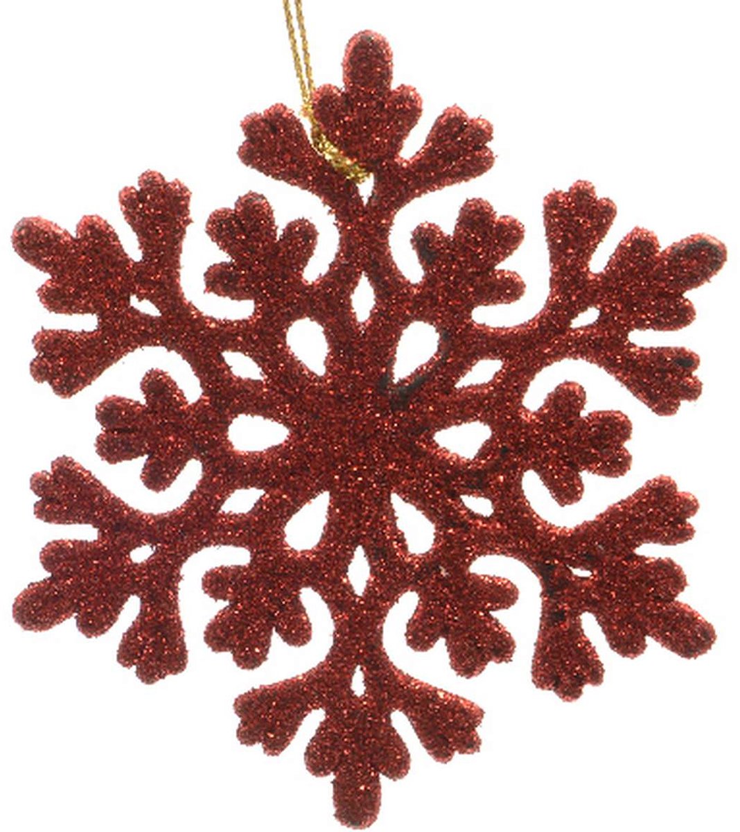Kaemingk Kersthanger sneeuwvlok rood glitter Ø 9 cm