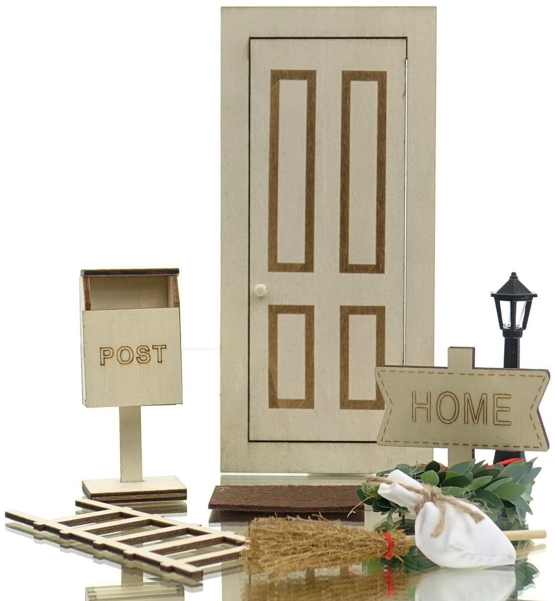 Gasper Kerstkabouterset Beige-bruin 9-delig - Hout & kunststof