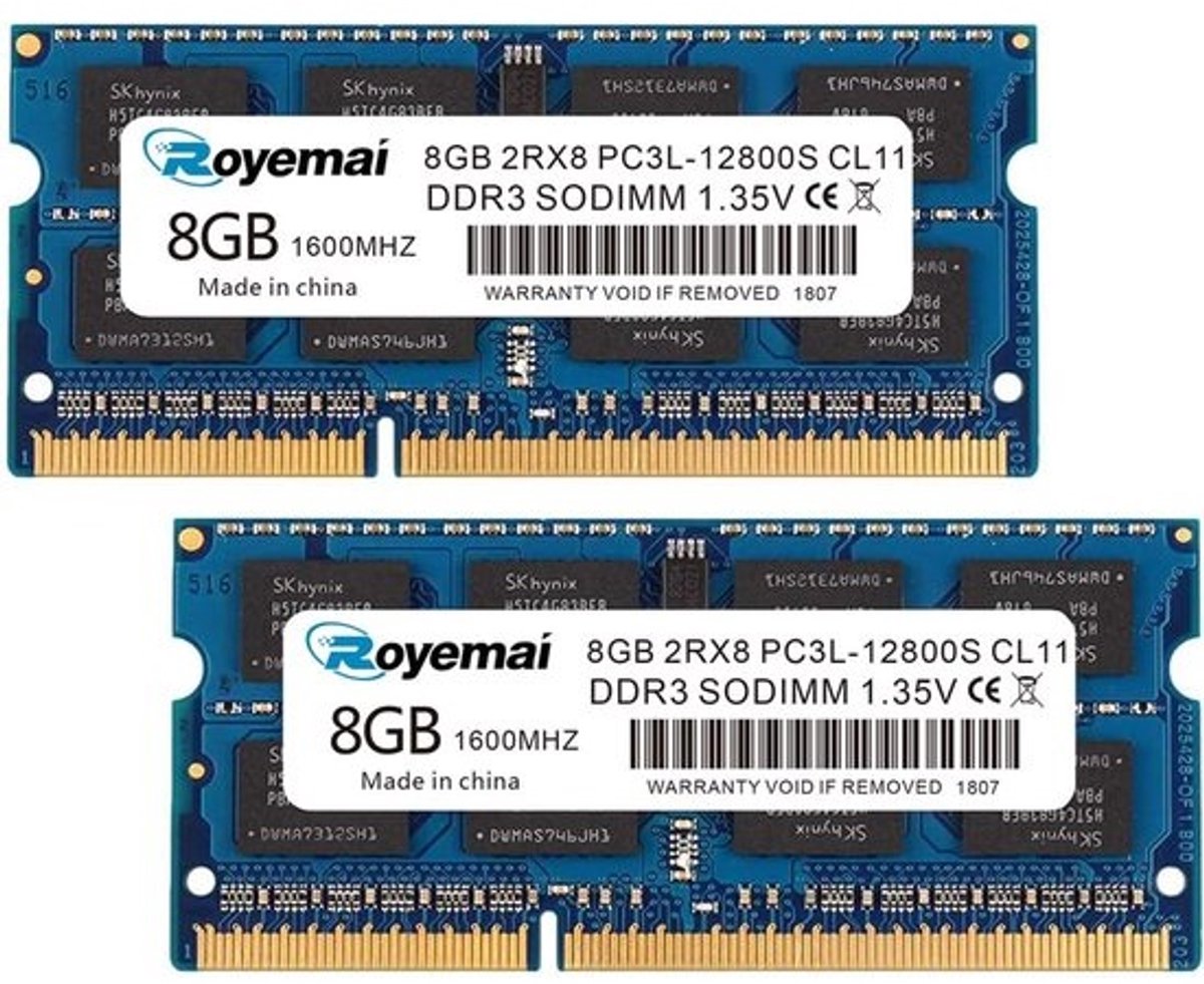 SnelShoppen - 16GB DDR3 1600Mhz PC3-12800 Sodimm RAM Kit (2x8GB) Notebook Geheugen voor Laptop, Hoge Betrouwbaarheid, Non-ECC, Perfect voor Gaming en