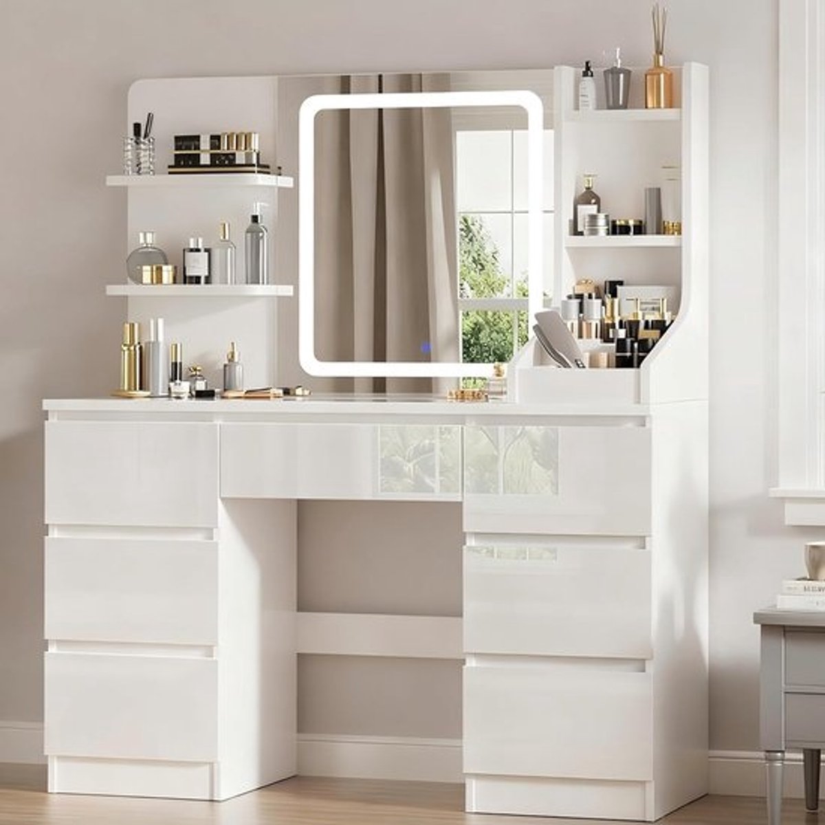 Kaptafel met Spiegel en Verlichting - Make-up Tafel - Make-up tafel - Verlichting