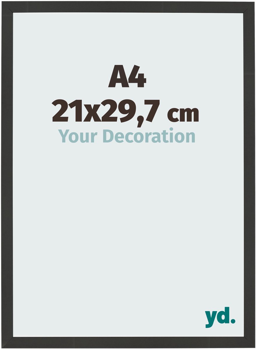 Your Decoration - Fotolijst A4 21x 29,7 cm - MDF - Zwart Houtnerf - Bologna