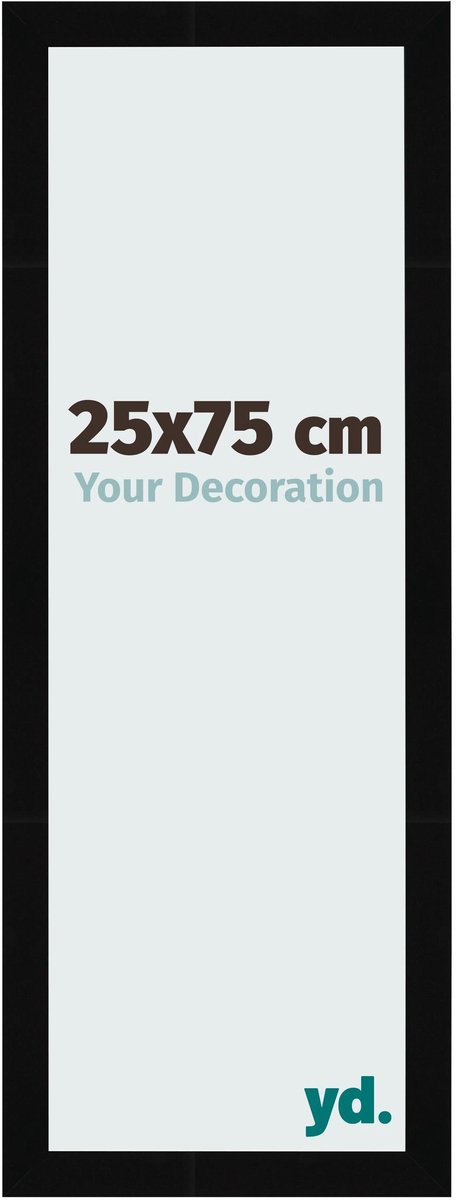 Your Decoration - Fotolijst 25x75 cm - MDF - Zwart Hoogglans - Bologna