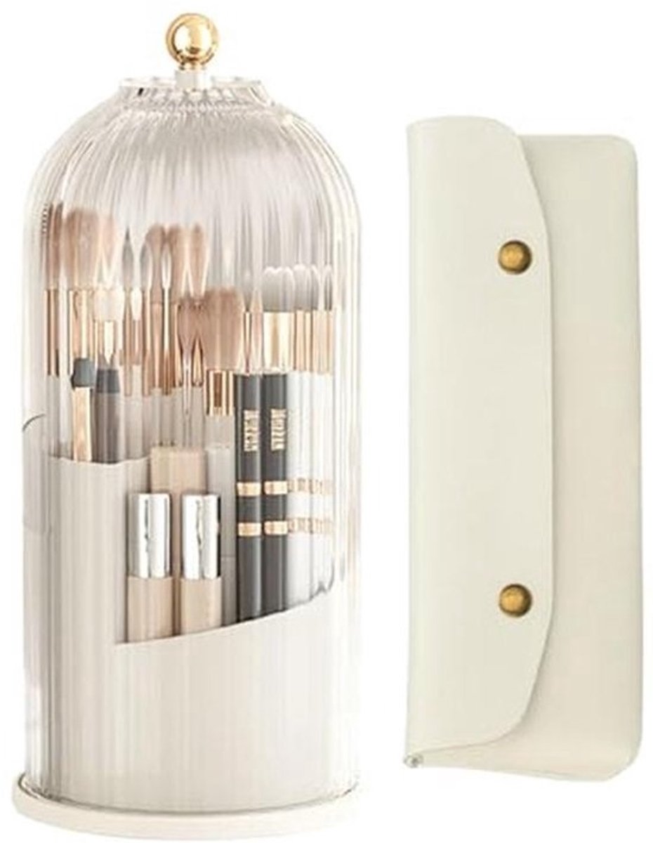 Ruimtebesparende 360° Roterende Organizer voor Cosmetica en Make-upkwasten