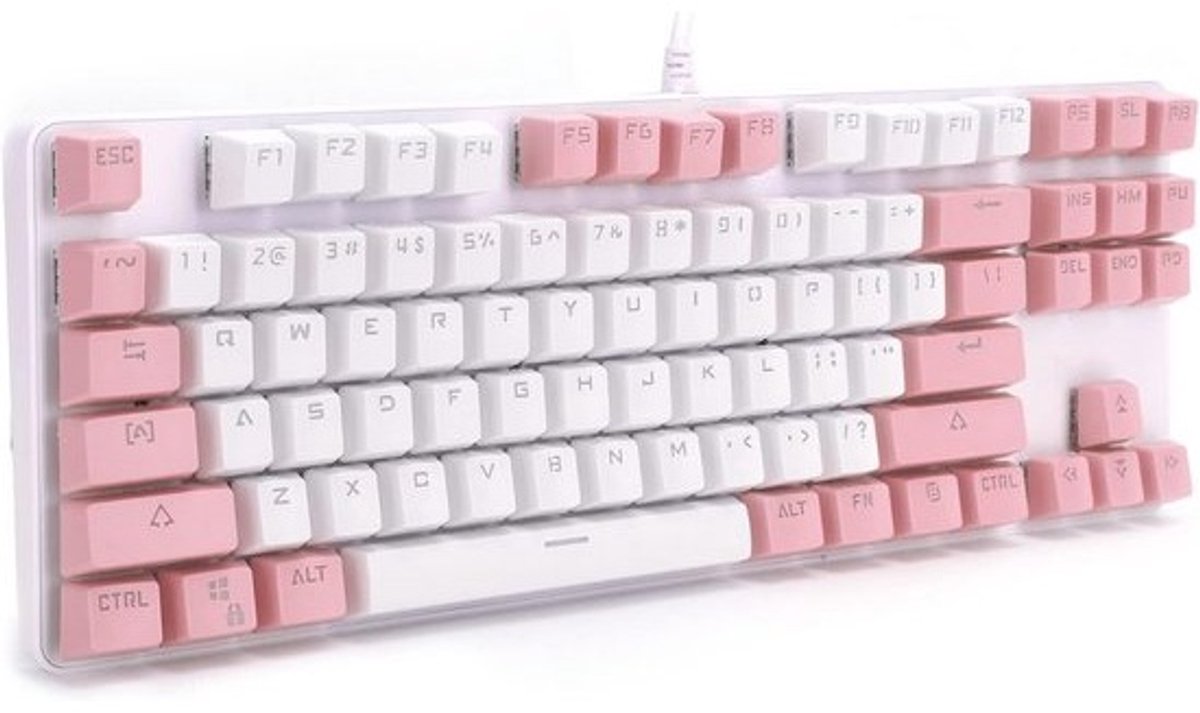 Mechanisch Toetsenbord 87 Toetsen PBT Bedraad Compact TKL - Wit Roze PC/Laptop