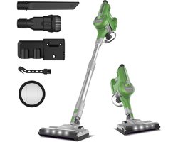 Groene Snoerloze Steelstofzuiger 260 W, 23 kPa, LED Display, Zachte Rolborstel, HEPA-filter, 50 min Gebruiksduur, Draadloze Stofzuiger met Afneembare Accu, voor Harde Vloeren, Tapijt en Dierenharen