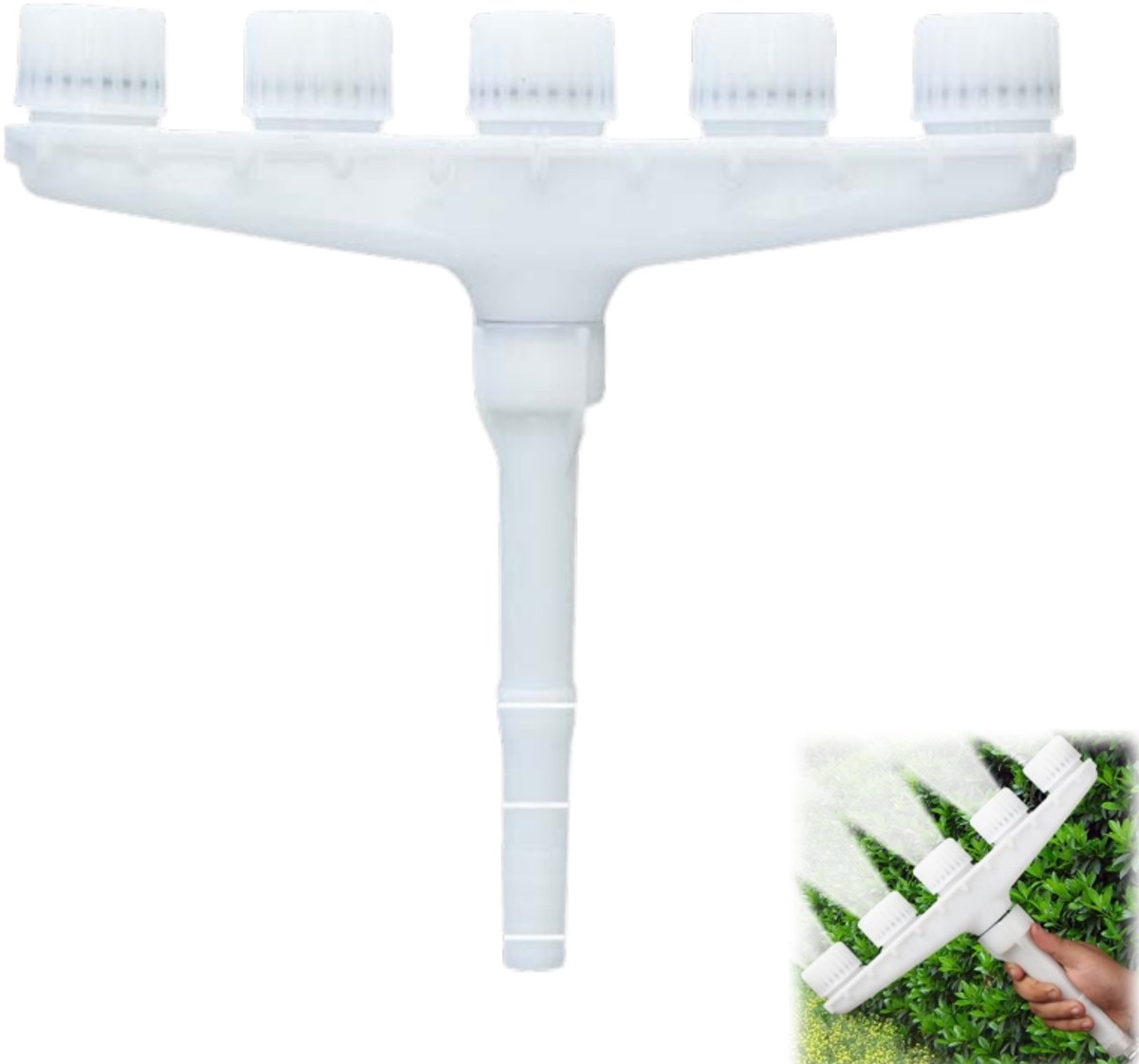 Tuinslangmondstuk - sproeikop - vernevelaar - sproeikop met vijf sproeikoppen - tuinaccessoires - geschikt voor dagelijks gebruik - tuinirrigatie - wit - 34*27 cm - 1 inch/1,2 inch aansluiting