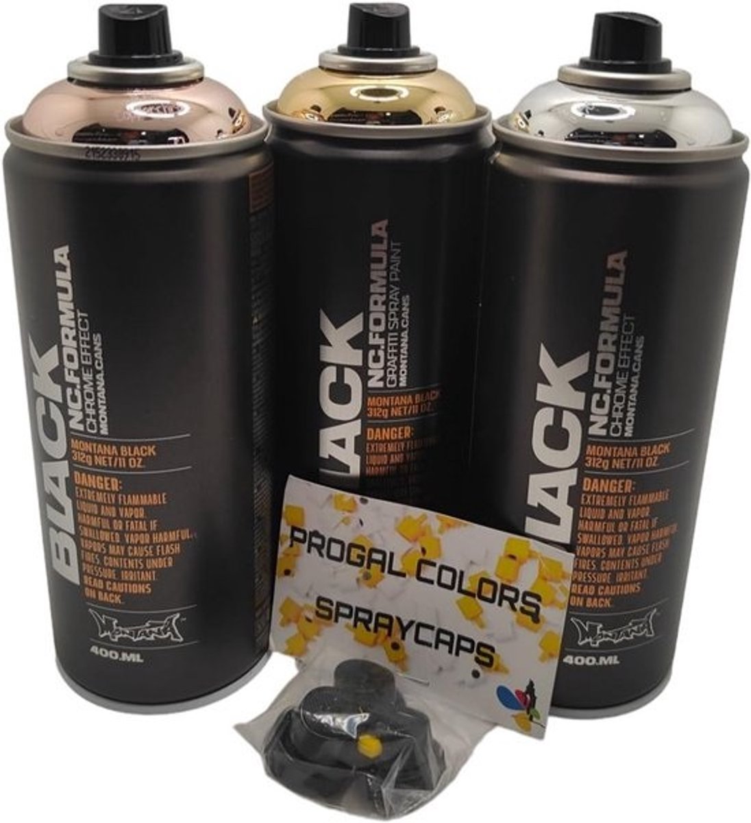 Spuitbussen Set Metallic Lak Zilver Koper Goud - 3x 400ml Universeel Gebruik