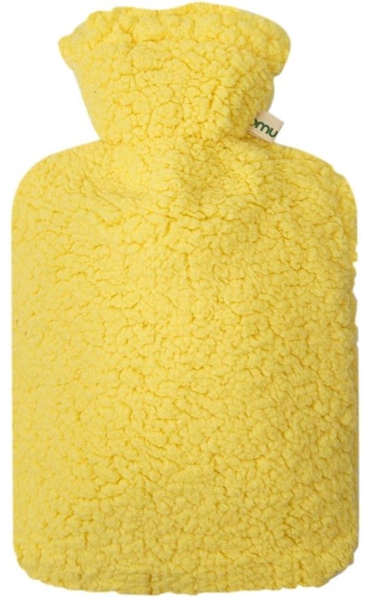 Warmwaterkruik 2 liter - Kruik met overtrek - Lichaamswarmte Bieden - Teddy knuffelzacht - 325 cm - Geel
