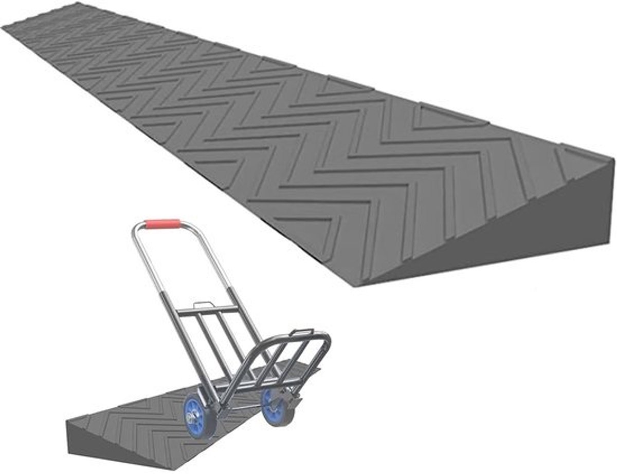 Drempelhelling - Oprijplaat Rolstoel - Obstakels Overbruggen - Antislip Ontwerp - 100x21.5x10cm - Grijs