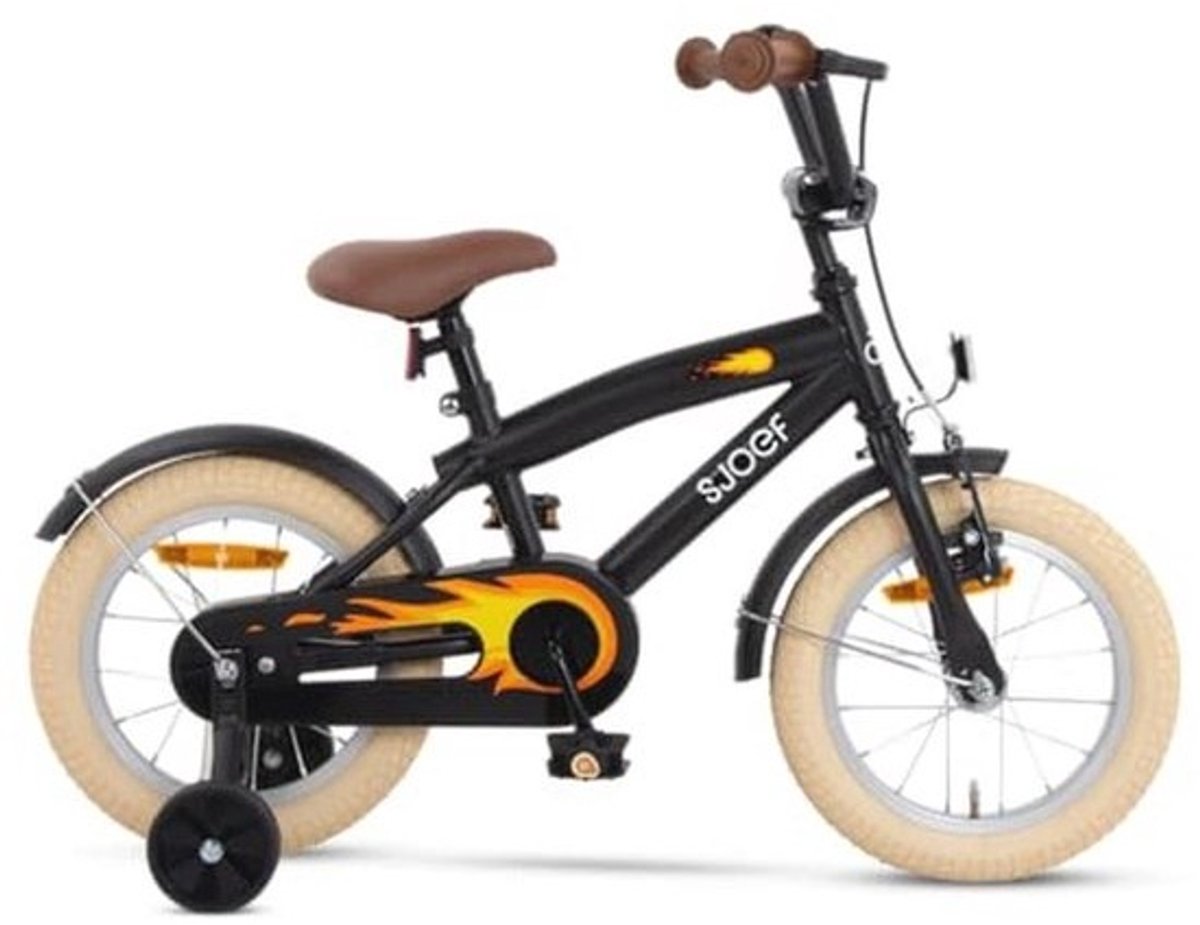 Cruise Kinderfiets 14 inch voor Jongens | Fiets Geschikt voor 3-5 Jaar met Zijwieltjes en Verstelbaar Zadel