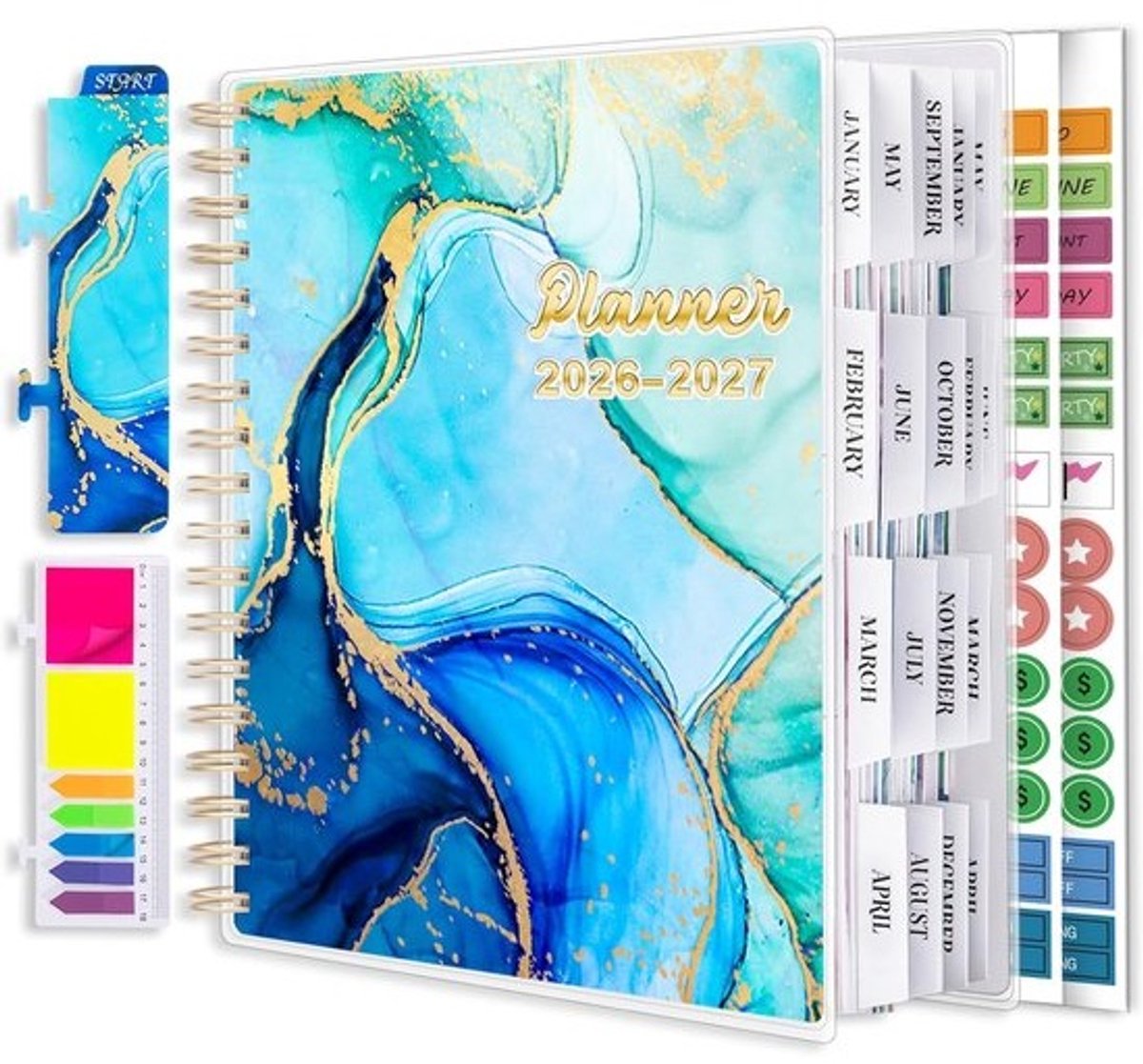 Agenda 2024-2025 Groot Dagelijks Wekelijks Maandelijks 18 Maanden Planner met Tabs en Opbergvak