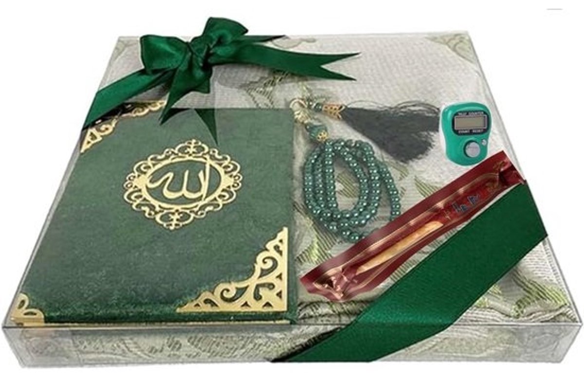 Islamitisch Geschenkset Mann: Gebedskleed, Tasbih en Smiley Boek - Cadeau voor Ramadan, Eid, Haj