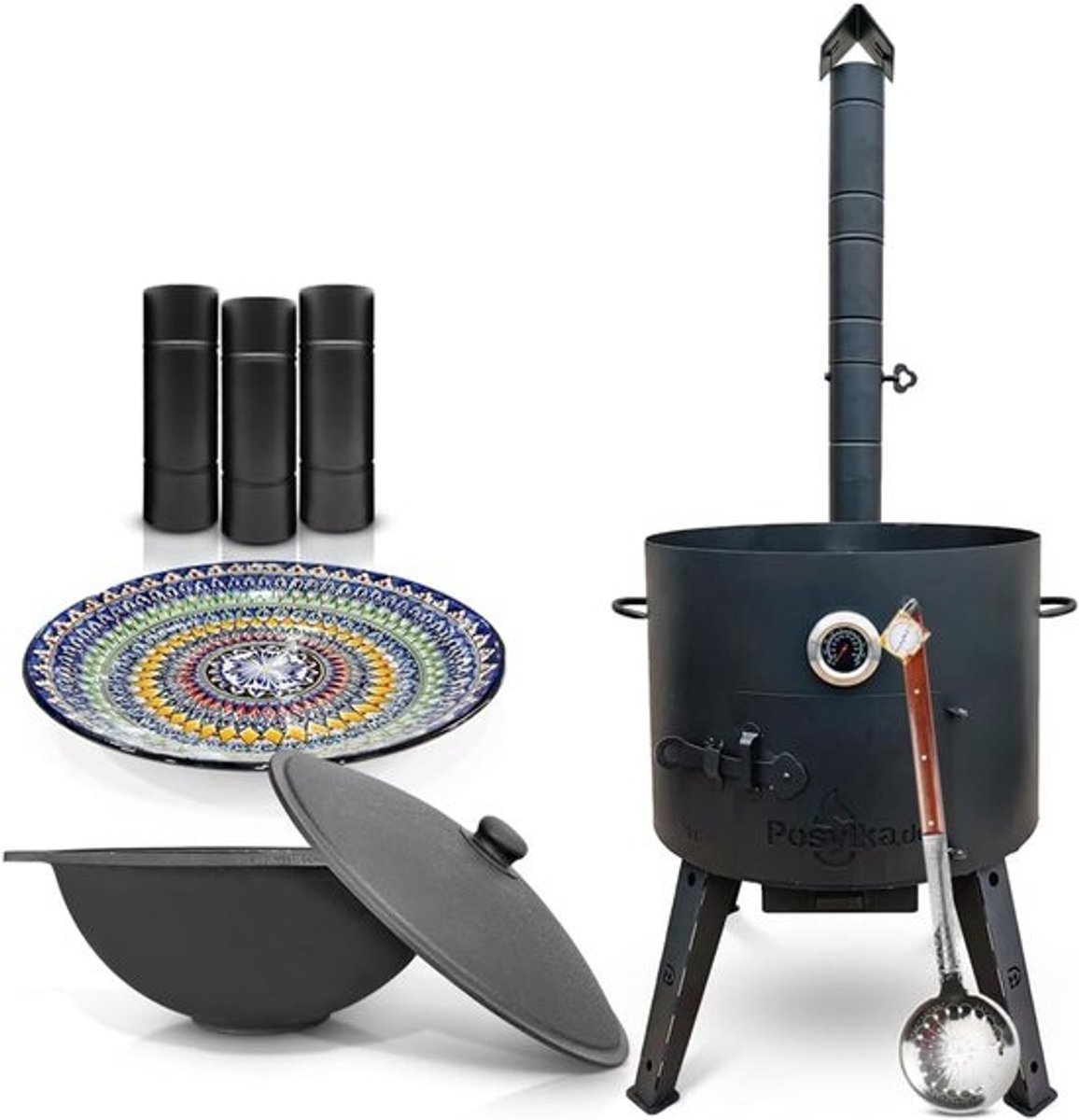 Gietijzeren Vuurkorf met Pan en Deksel - Ideaal voor Buiten Koken