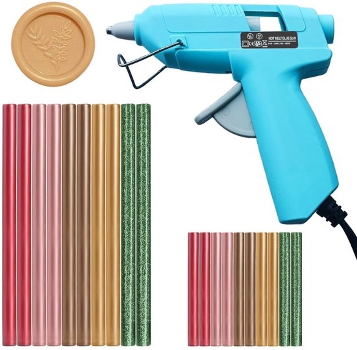 Wax Seal Stempel Set met Zegellak en Lijmpistool – 20 Stuks Wax Sticks voor Bruiloft Uitnodigingen en Cadeauverpakking