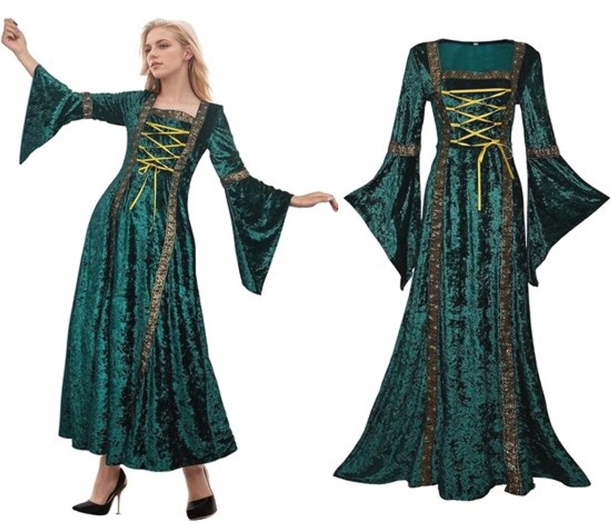 Historische Fluwelen Jurk voor Vrouwen - Renaissance Kostuums, Victoriaanse Robe en Cosplay Outfit voor Feesten