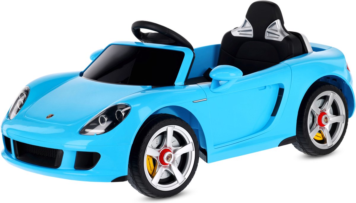 SUN BABY Porsche Carrera GT Elektrische Kinderauto Accuvoertuig 12V - Afstandsbediening, MP3, Openende Deuren - Blauw