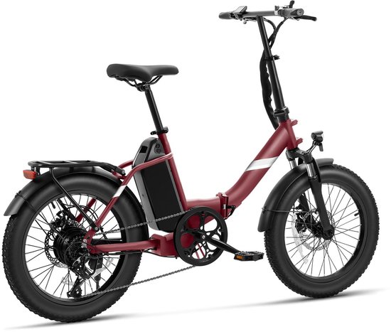 Touroll S3 Elektrische Fiets - Opvouwbare Fatbike - 20"x3.0" Banden - 468Wh Verwijderbare Accu - 65 km Actieradius - 40 Nm Motor - Lage Instap - Schijfremmen - Shimano 7 Versnellingen, Rood van Touroll — afbeelding 2