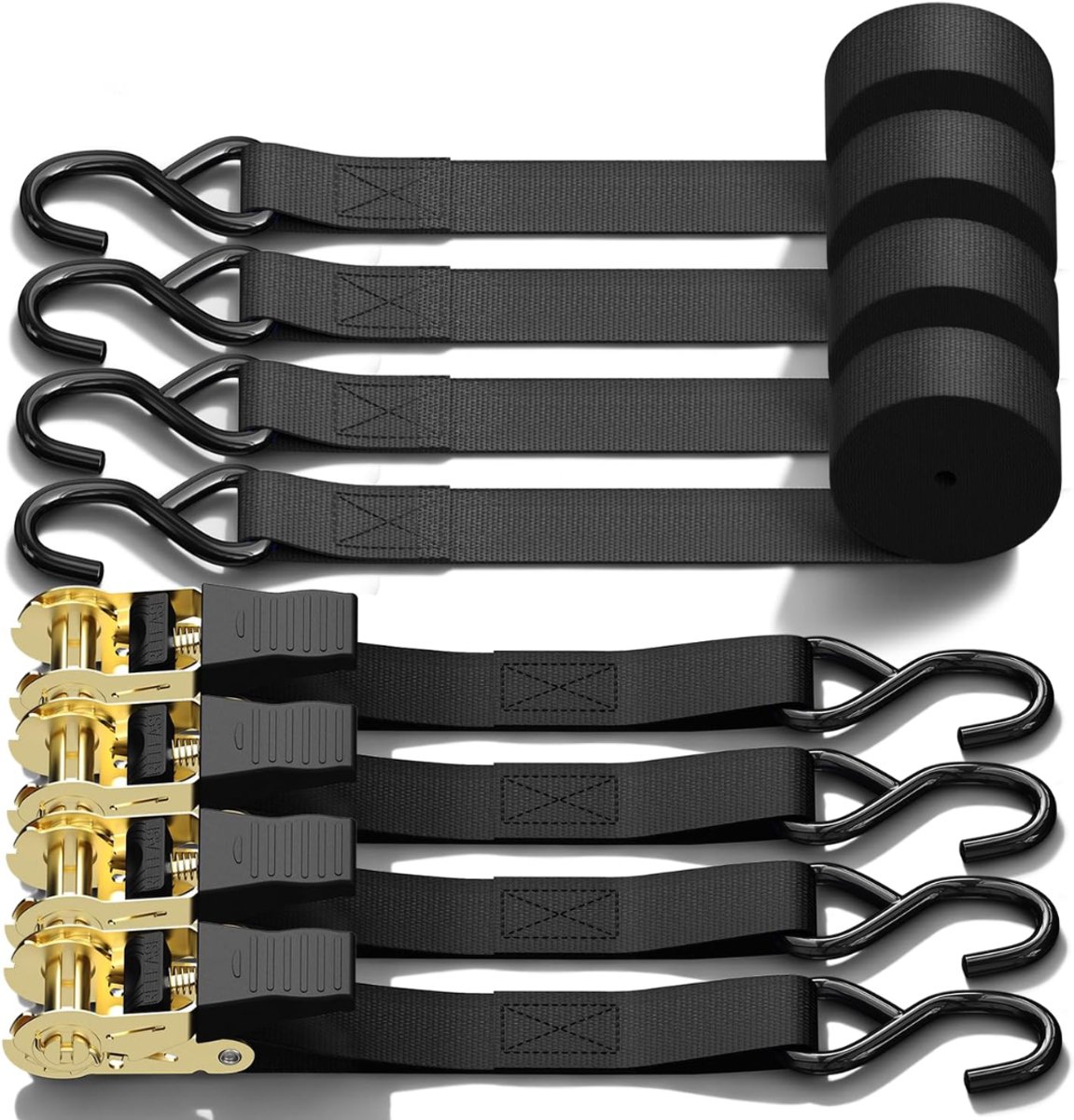 Lìon® Spanbanden met Ratel - Spanbanden met Ratel Zelfoprollend - Spanbanden - Zwart - 460cm x 3cm x 1cm