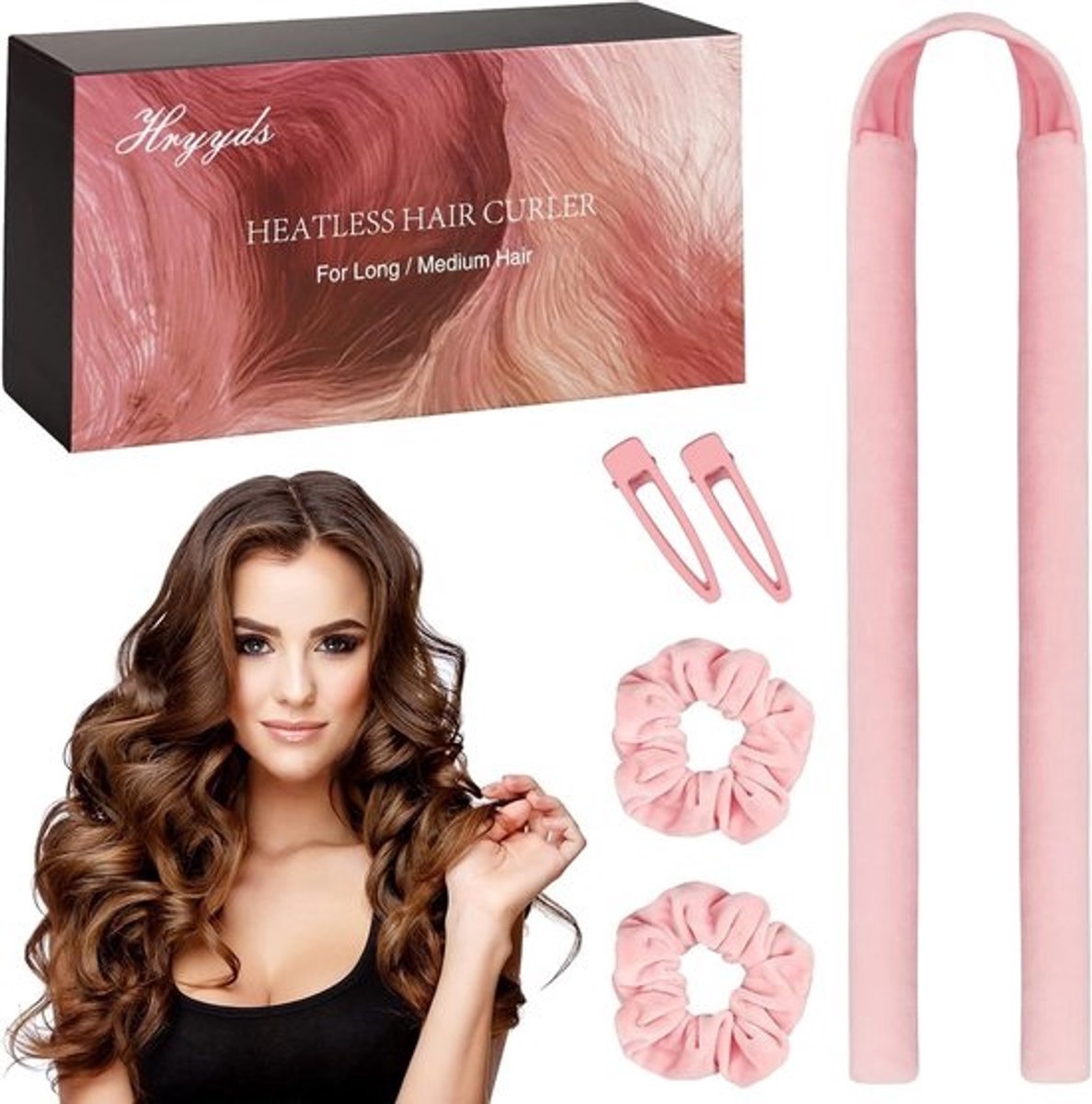 Hittevrije Krulset voor Lang Haar, Slaap Haarrollers en Krulband met Accessoires