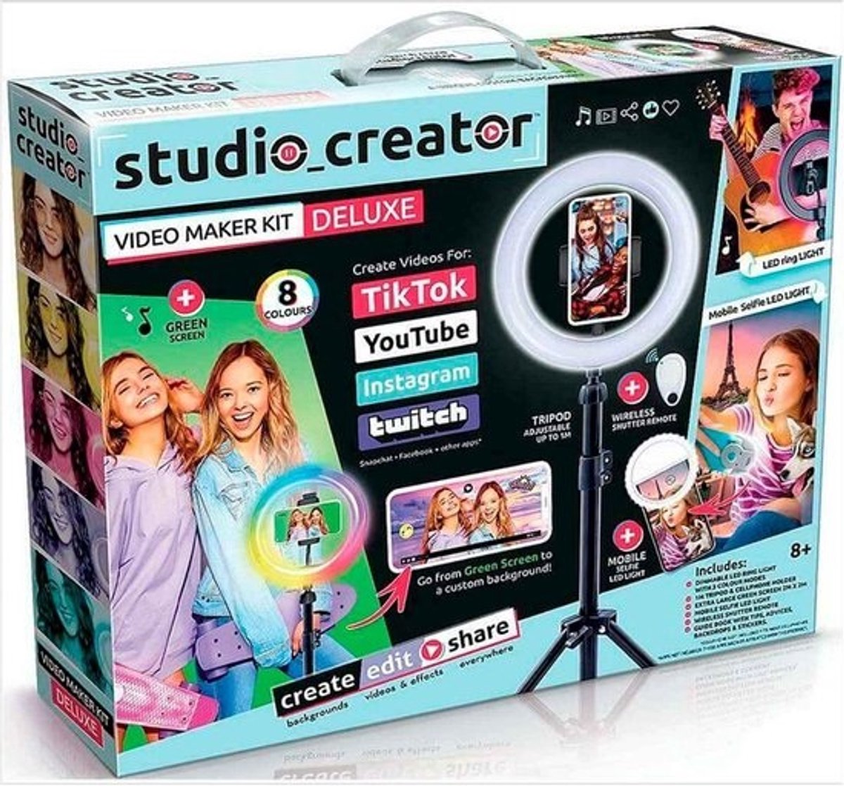 Deluxe Video Maker Set met LED Ringlamp en Groen Achtergrondscherm voor Content Creators