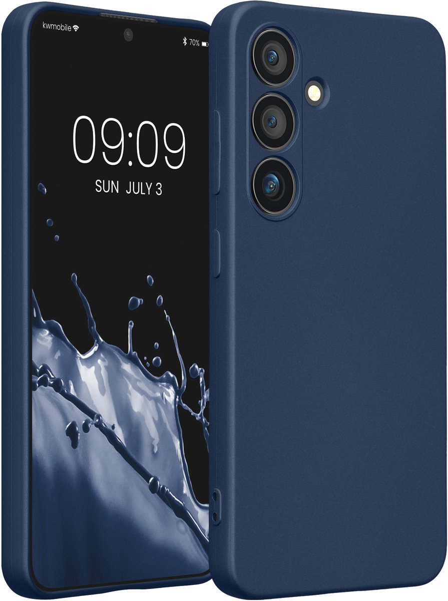 kwmobile metallic telefoonhoesje van TPU - geschikt voor Samsung Galaxy S24 - Flexible case voor smartphone - In metallic blauw
