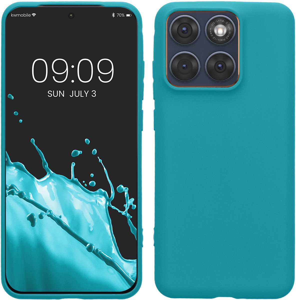 kwmobile telefoonhoesje geschikt voor Motorola Edge 70 Fusion / Edge 70 Fusion+ - Hoesje voor smartphone - Back cover in mat petrol