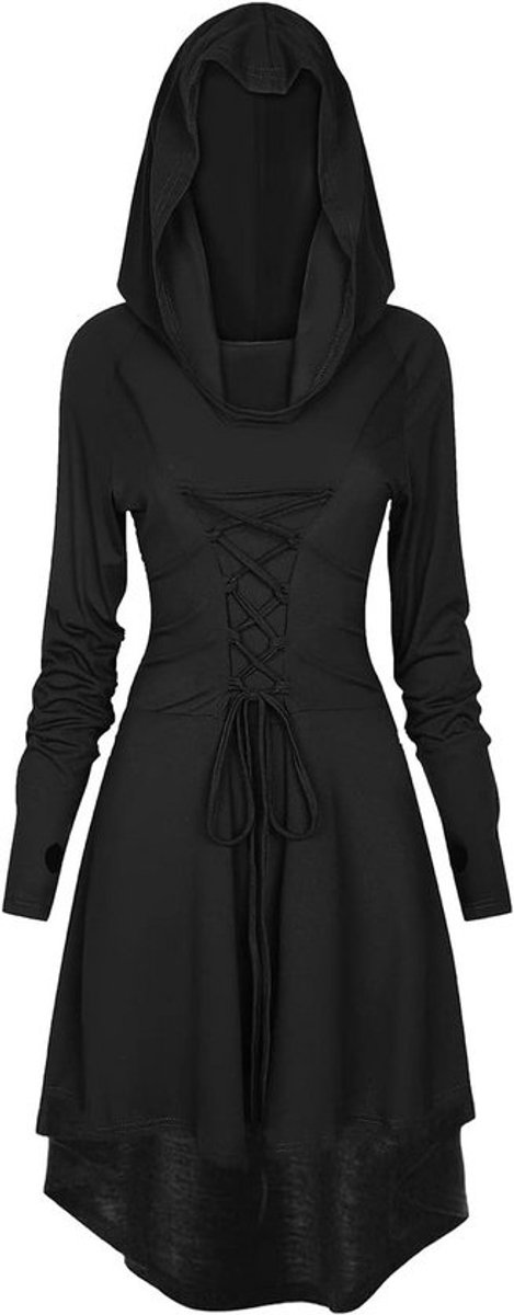 Gothic damesjurk met capuchon voor middeleeuwse stijl