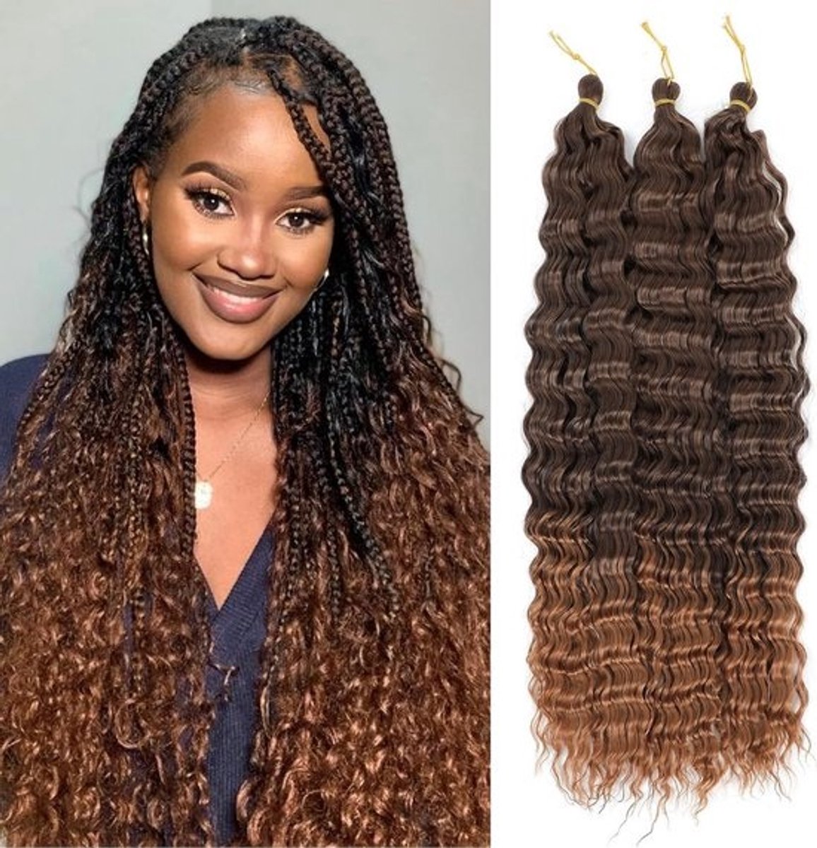 Synthetische Deep Wave Haarextensions voor Vlechten en Crochet