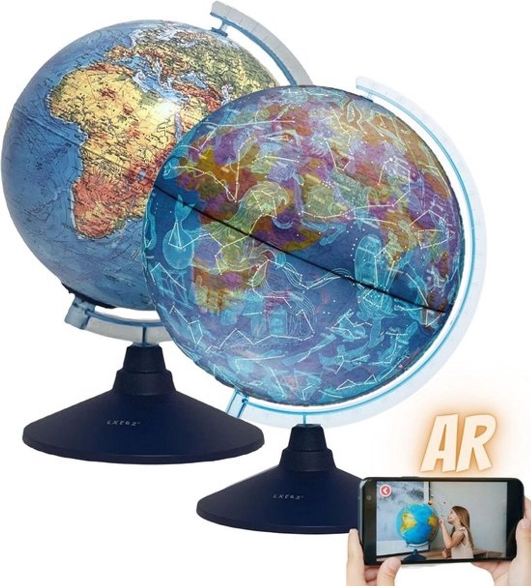 Wereldbol 21cm AR Globe Verlichte LED Verlichting Kabel Gratis Dag en Nacht Fysieke Kaart Consellation Globe Augmented Reality App iOS Licht op globe