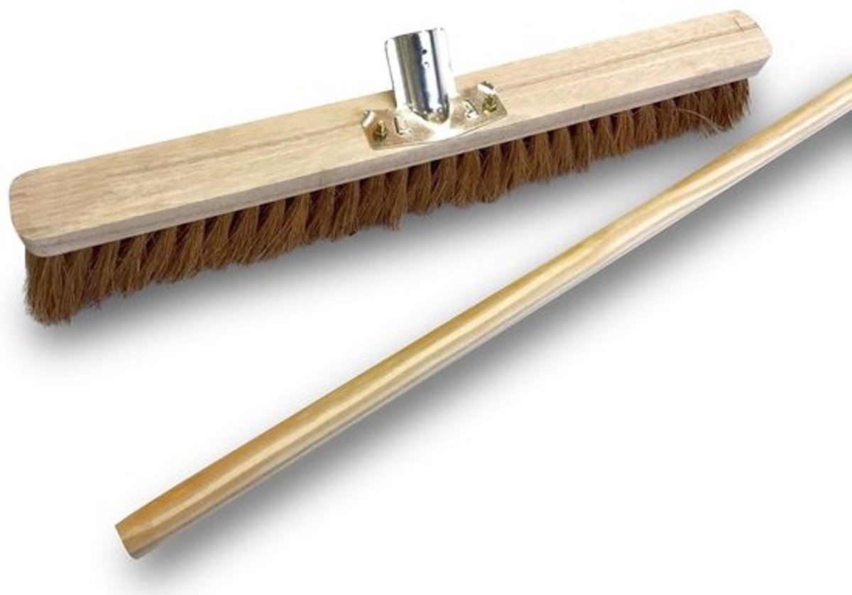 Set van 6 Werkplaatsbezemstelen met Houten Handvat en Stugge Kokosvezels