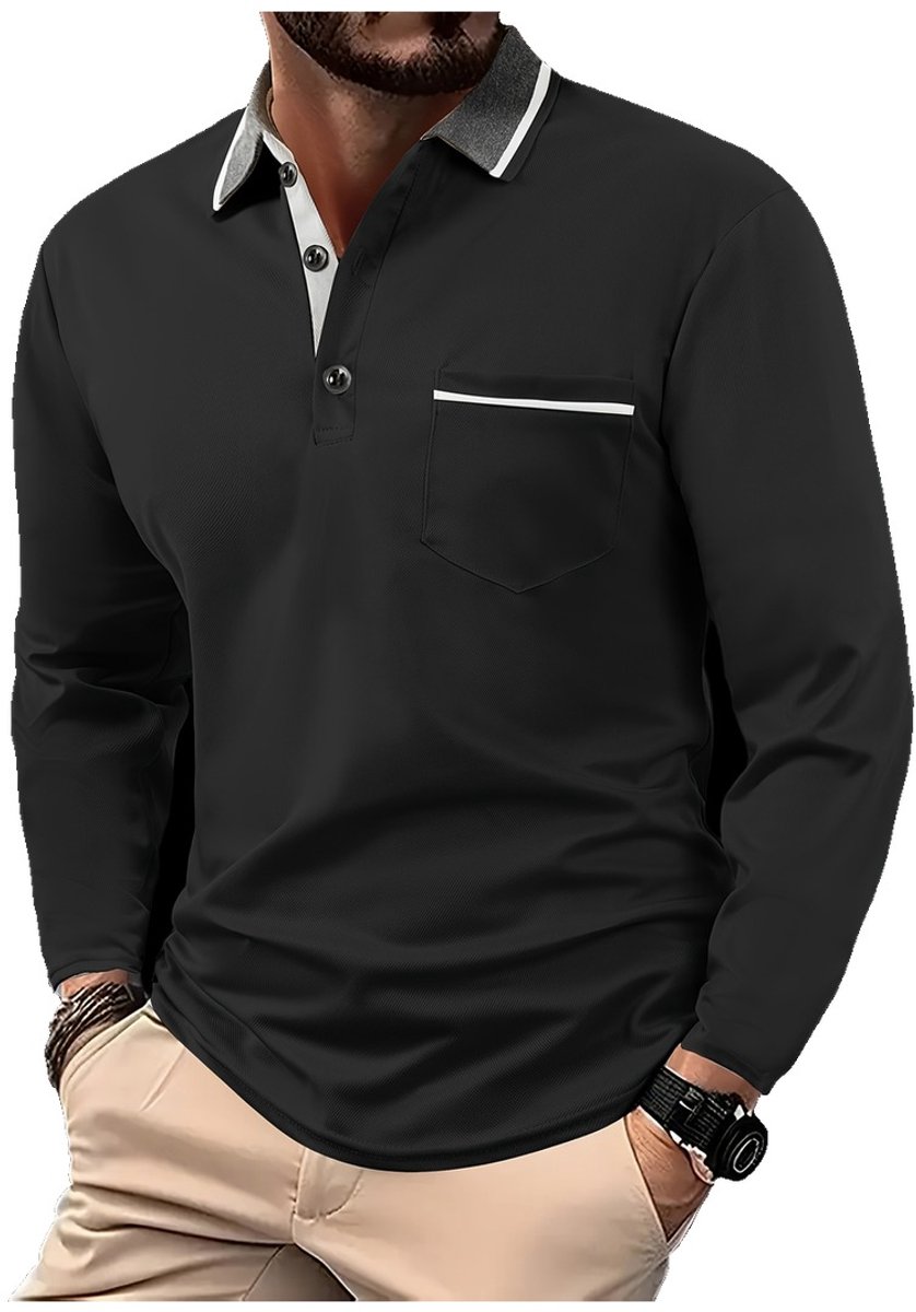 Currero Longsleeve Heren Oversized Lange Mouwen Shirt Roundneck Mannen Kleding T-Shirt Zwart