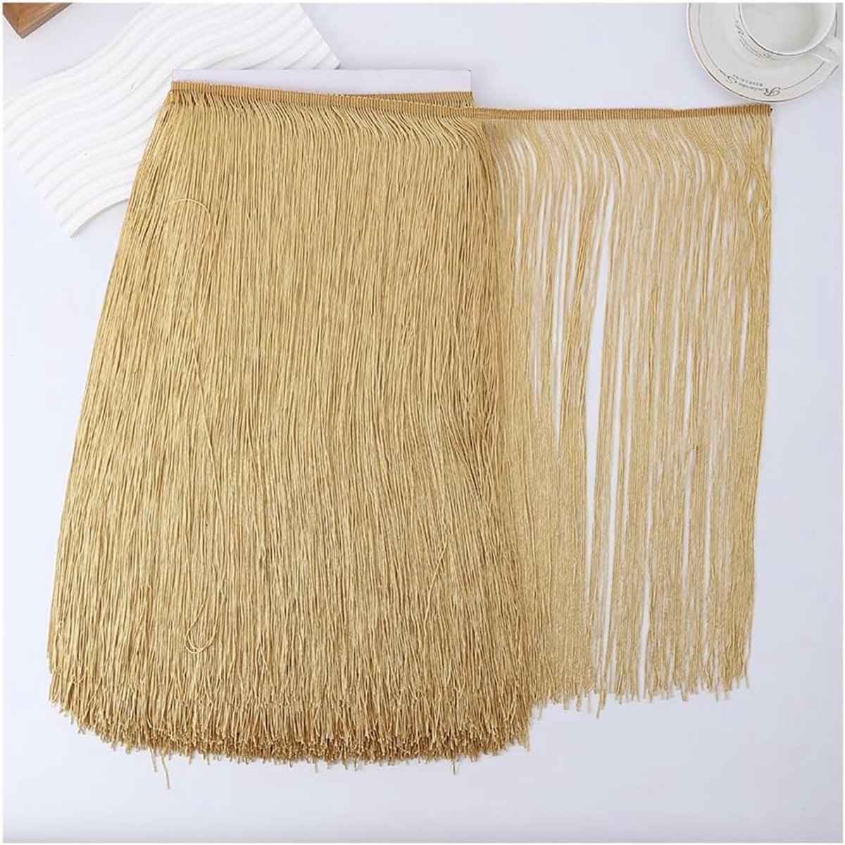 Tassel Rand van 50 cm Breed voor Naaien en Creatieve Projecten - Decoratieve Franje en Versiering voor Kostuums en Kleding, Goudkleurig